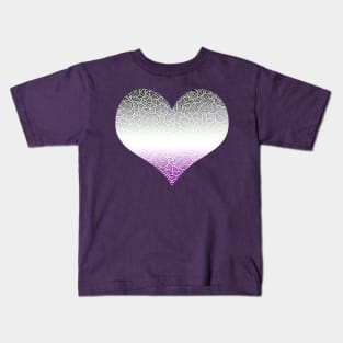 Ombré asexuality colours and white swirls doodles heart Kids T-Shirt